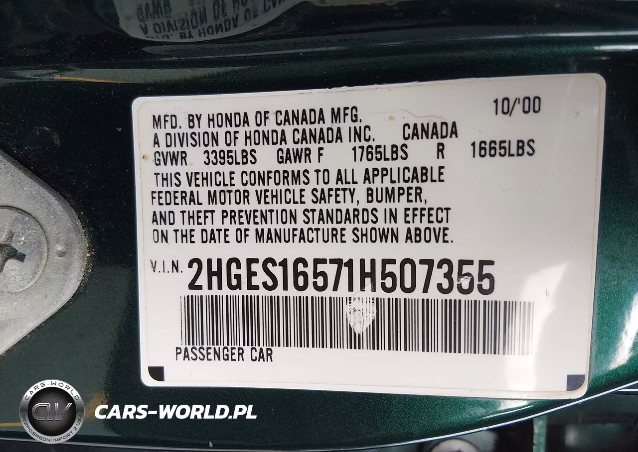 2001 Honda Civic Lx VIN:2HGES16571H507355 - 9