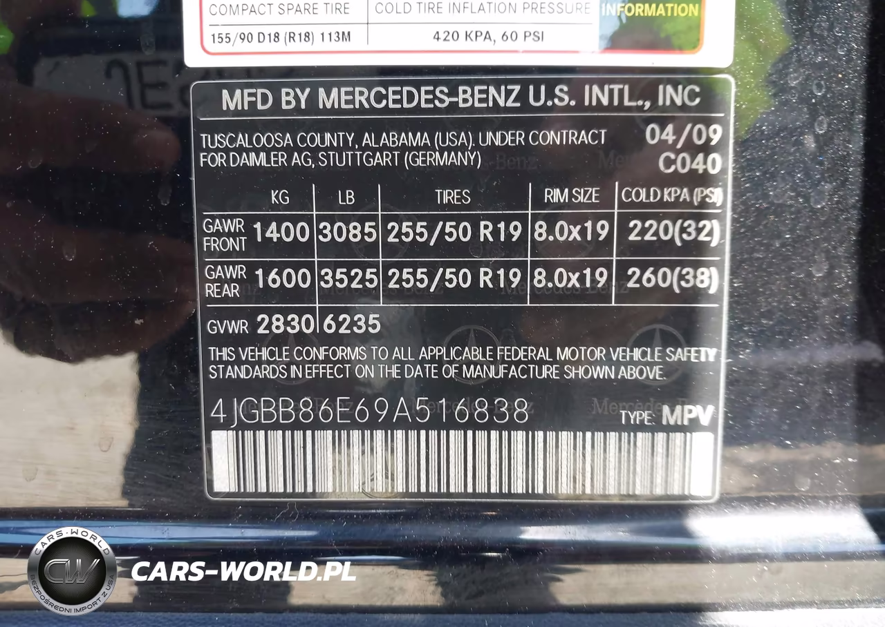 2009 Mercedes-Benz Ml 350 4Matic VIN:4JGBB86E69A516838 - 9
