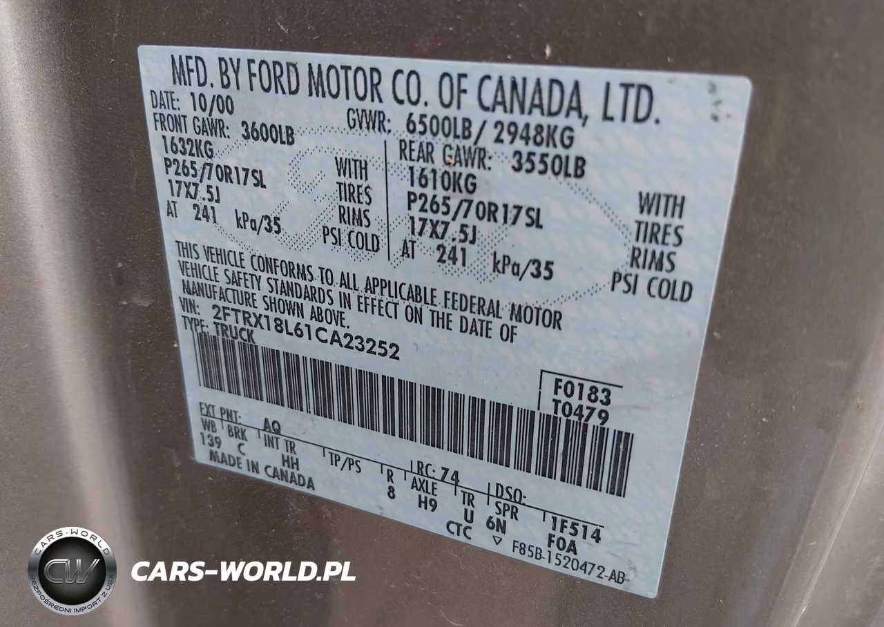 2001 Ford F-150 Lariat-Xl-Xlt VIN:2FTRX18L61CA23252 - 9