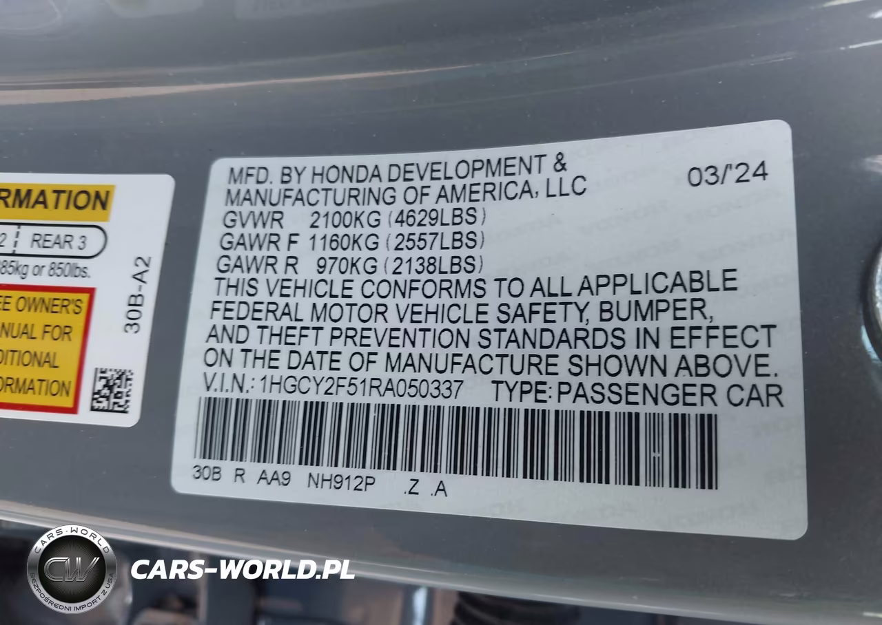 2024 Honda Accord Hybrid Sport VIN:1HGCY2F51RA050337 - 9