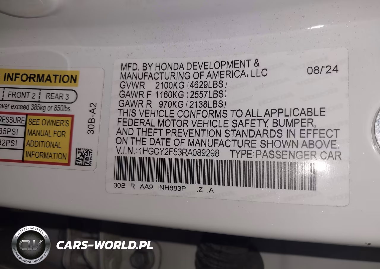 2024 Honda Accord Hybrid Sport VIN:1HGCY2F53RA089298 - 9