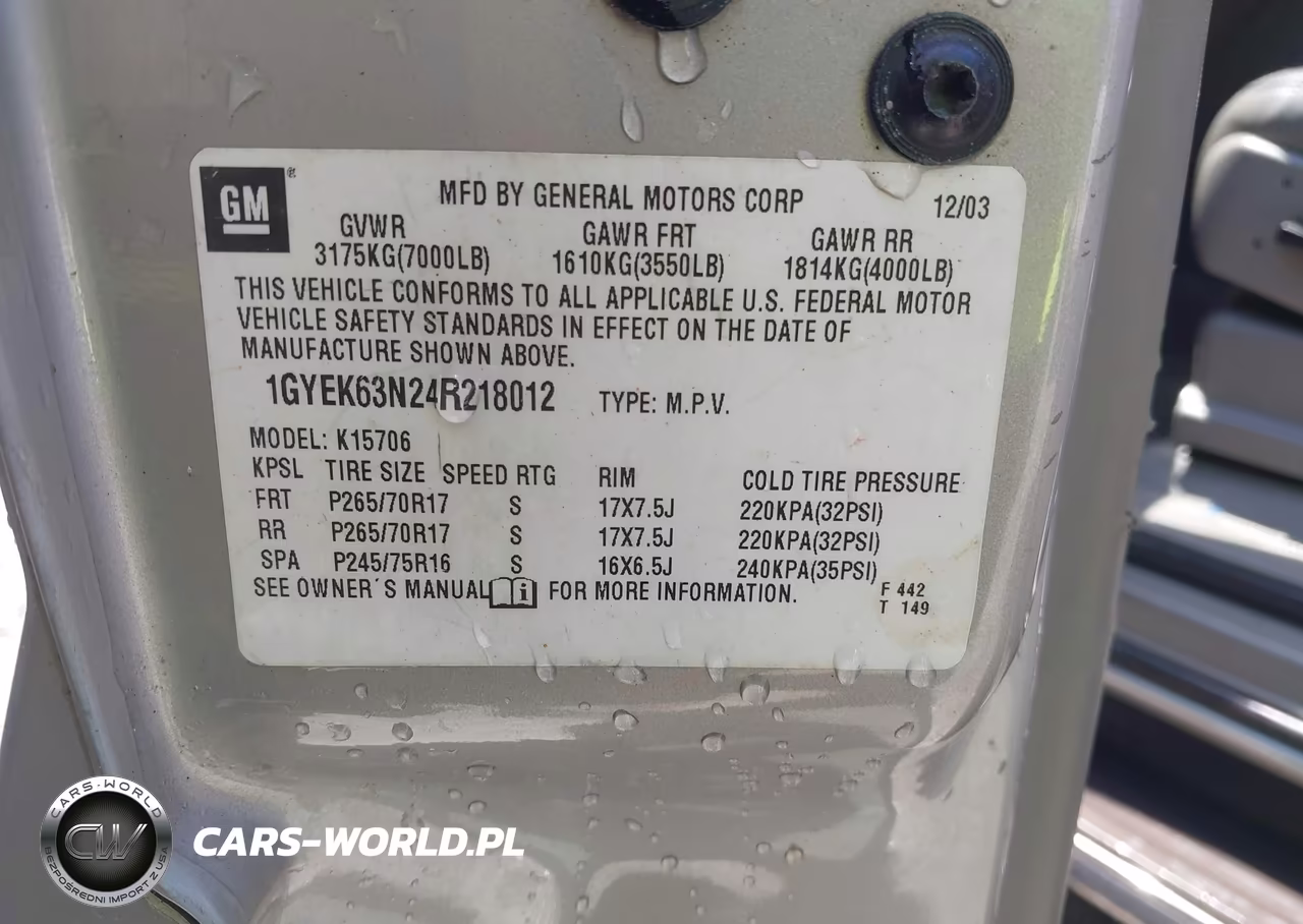 2004 Cadillac Escalade Standard VIN:1GYEK63N24R218012 - 9