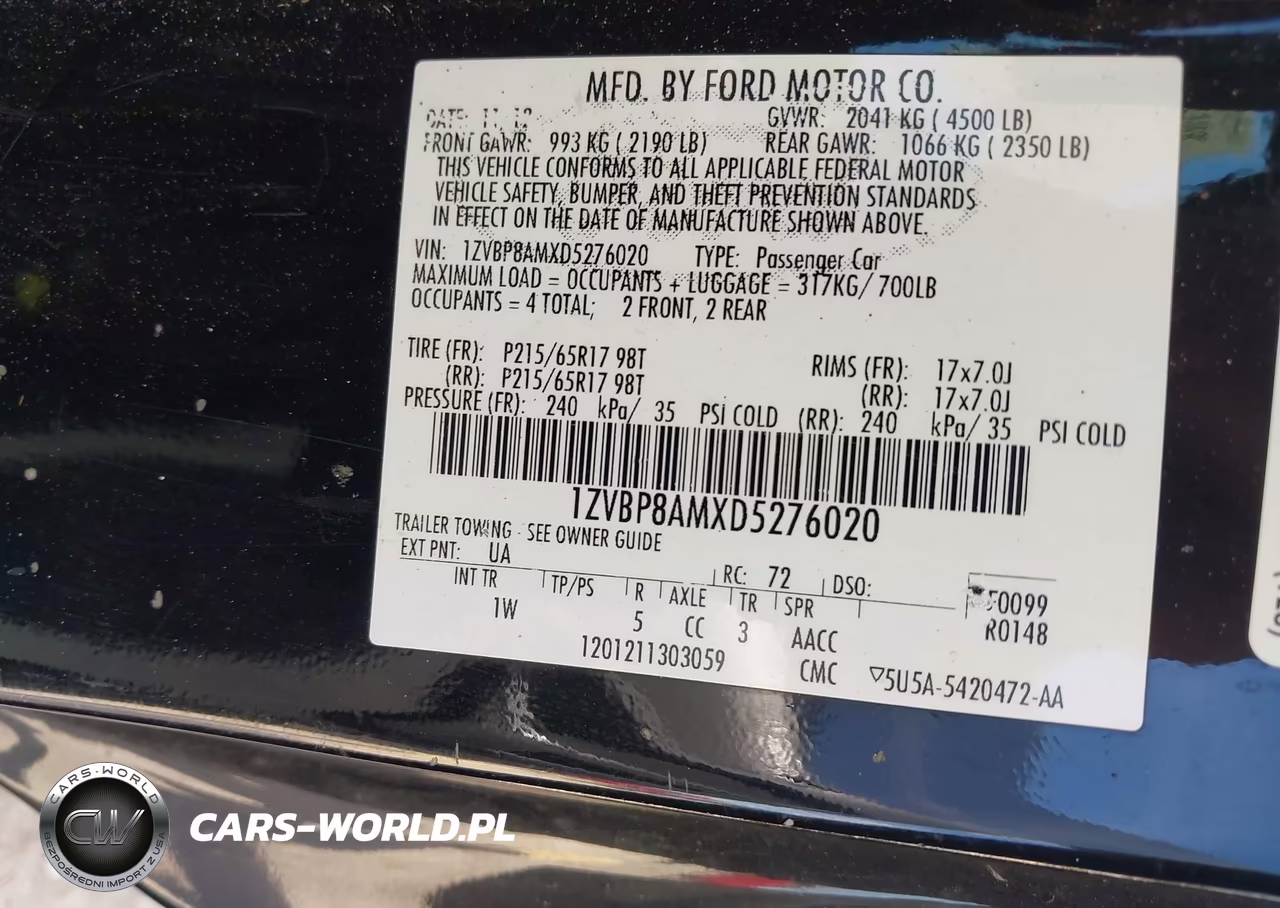 2013 Ford Mustang V6 VIN:1ZVBP8AMXD5276020 - 9