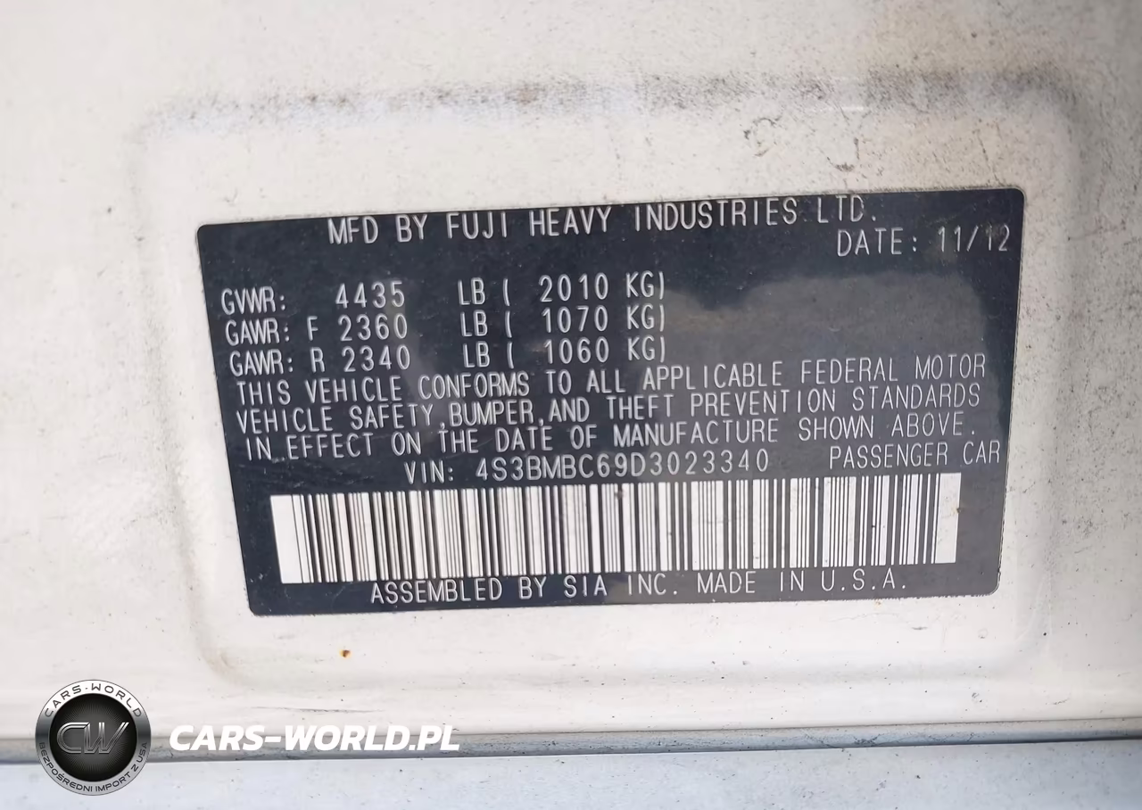2013 Subaru Legacy 2.5I Premium VIN:4S3BMBC69D3023340 - 9