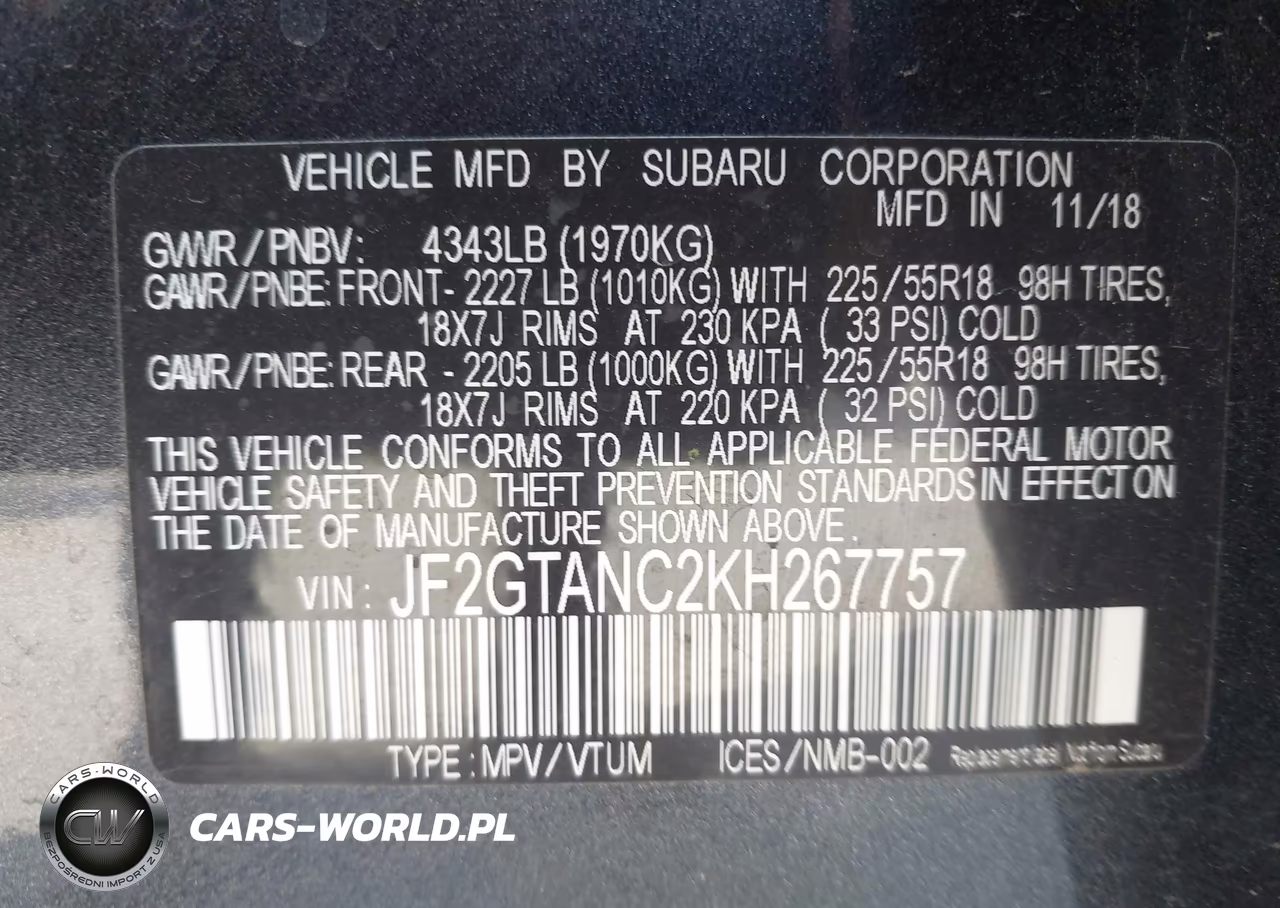 2019 Subaru Crosstrek Limited VIN:JF2GTANC2KH267757 - 9