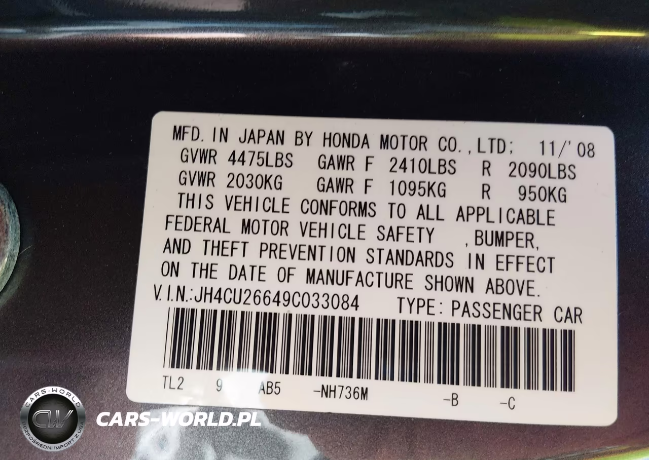 2009 Acura Tsx VIN:JH4CU26649C033084 - 9