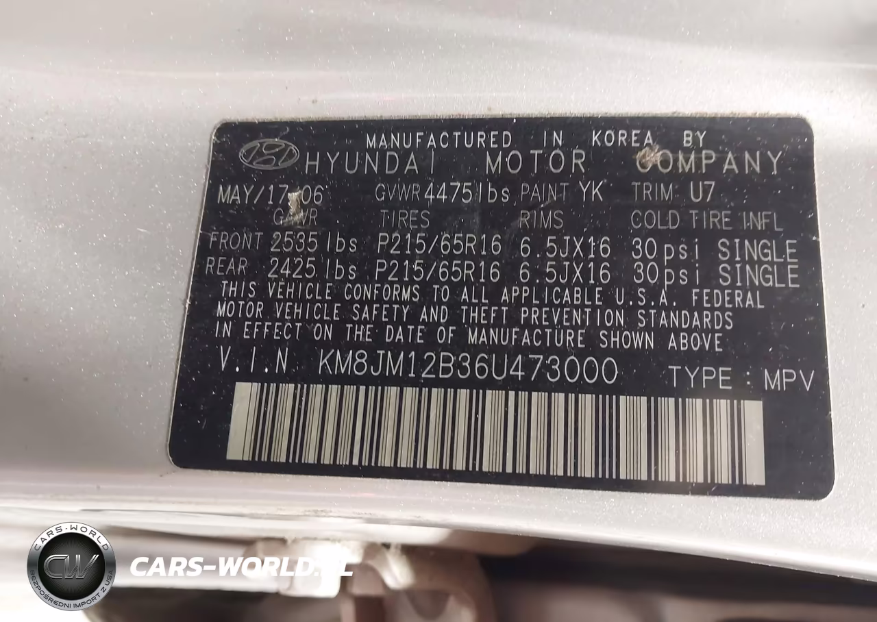 2006 Hyundai Tucson Gl VIN:KM8JM12B36U473000 - 9