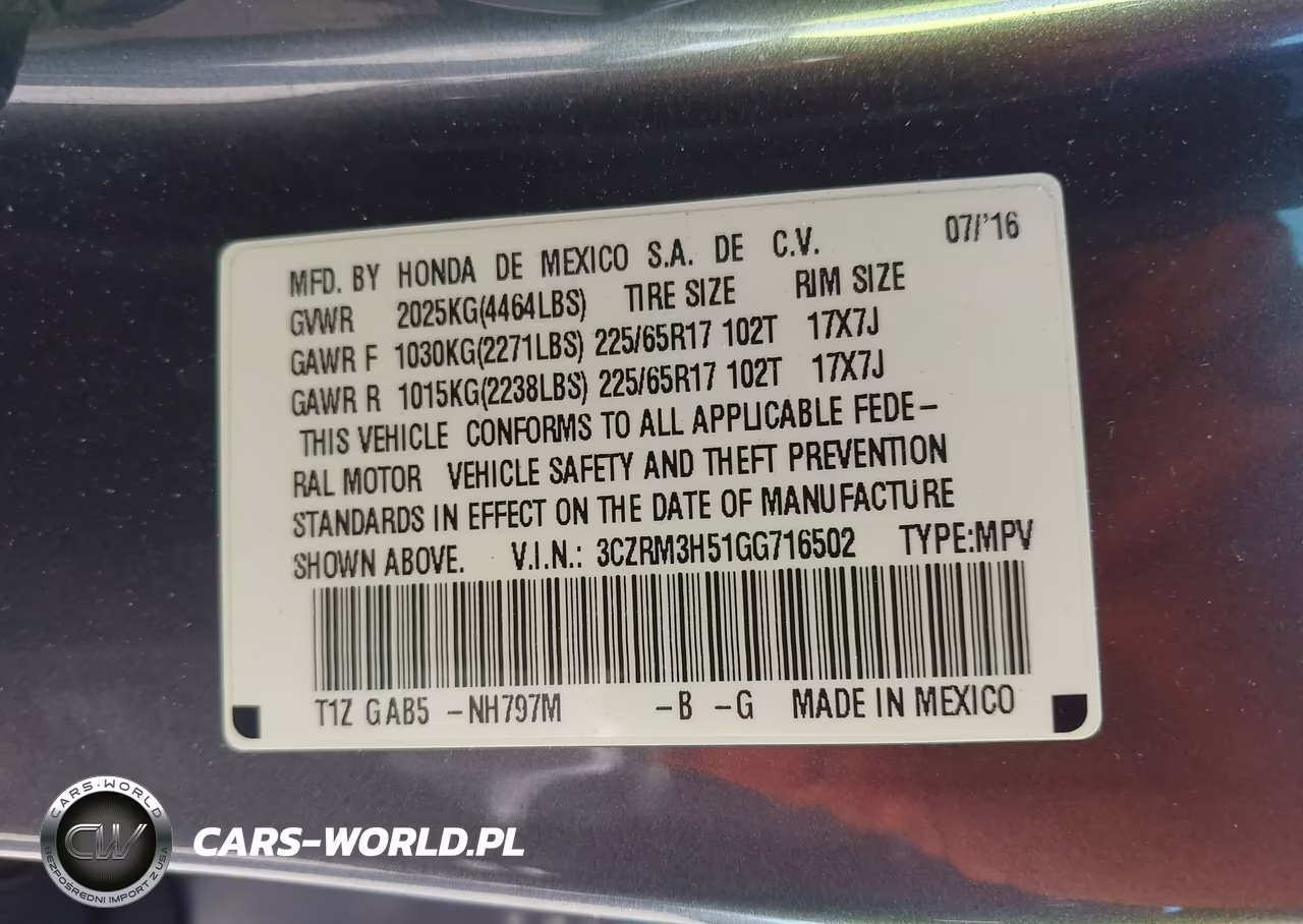 2016 Honda Cr-V Ex VIN:3CZRM3H51GG716502 - 9