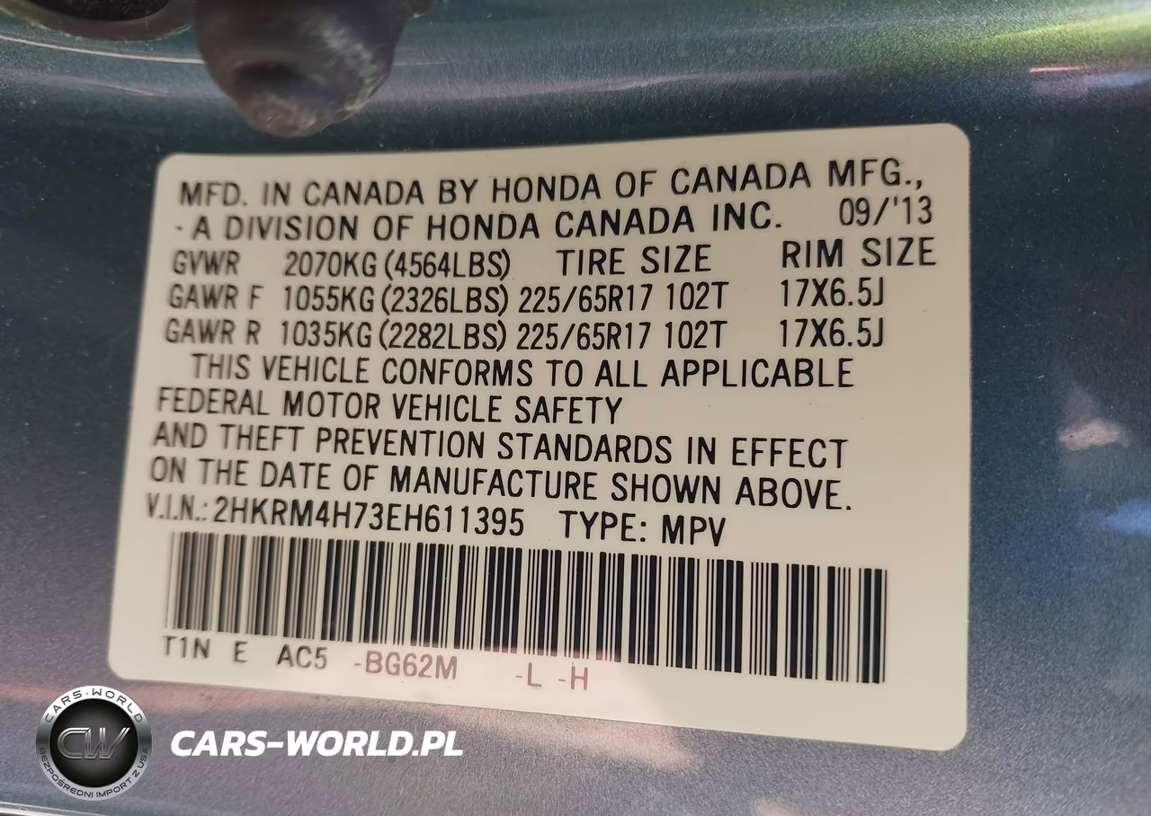2014 Honda Cr-V Ex-L VIN:2HKRM4H73EH611395 - 9