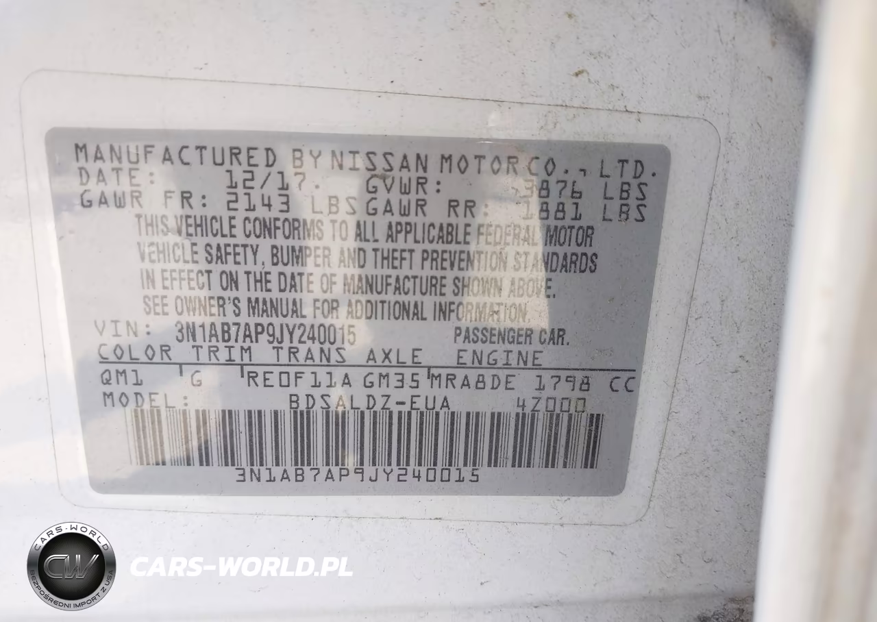 2018 Nissan Sentra Sv VIN:3N1AB7AP9JY240015 - 9