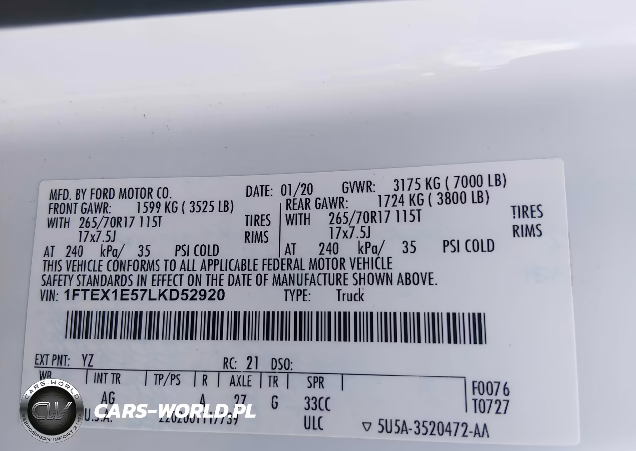 2020 Ford F-150 Xl VIN:1FTEX1E57LKD52920 - 9