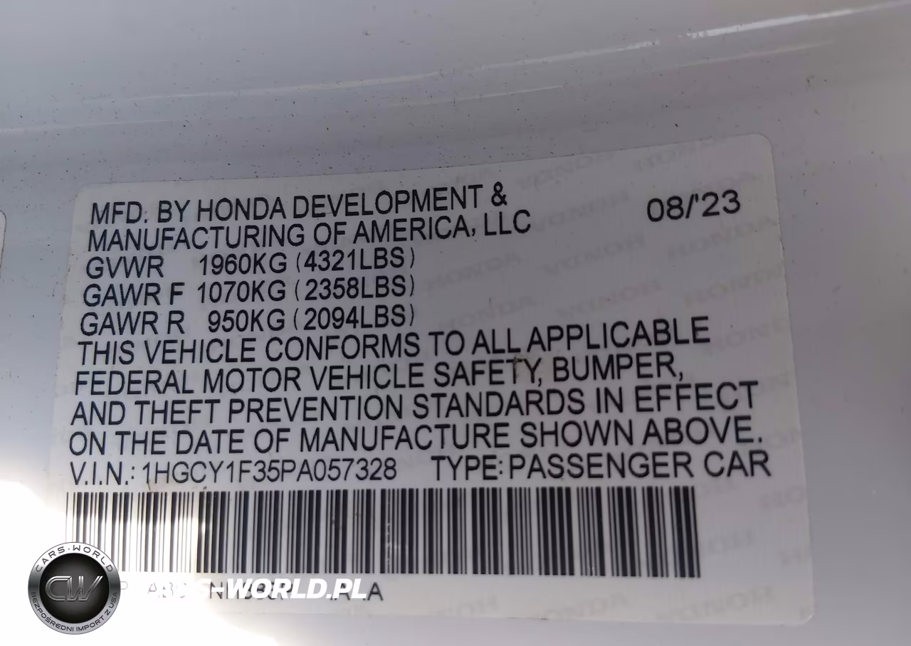 2023 Honda Accord Ex VIN:1HGCY1F35PA057328 - 9