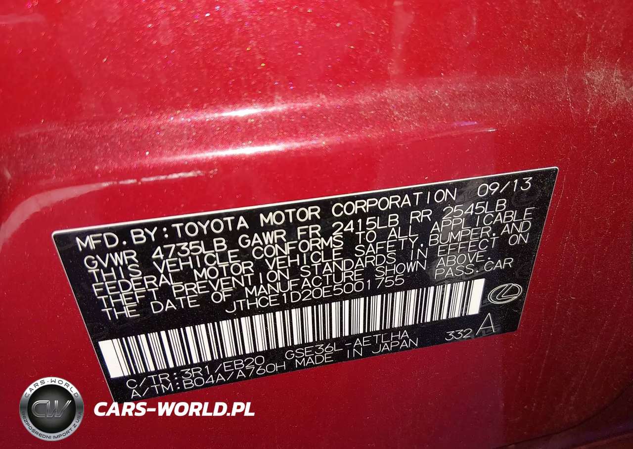 2014 Lexus Is 350 VIN:JTHCE1D20E5001755 - 9