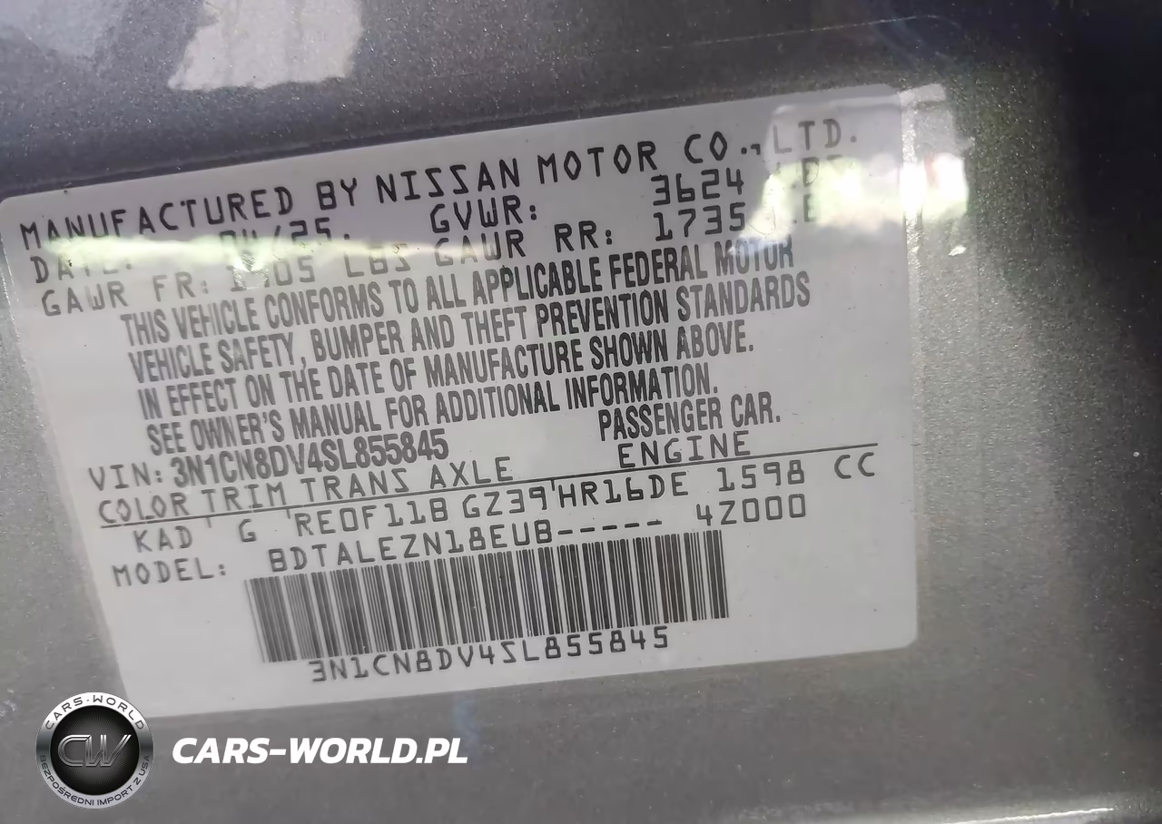 2025 Nissan Versa 1.6 S VIN:3N1CN8DV4SL855845 - 9