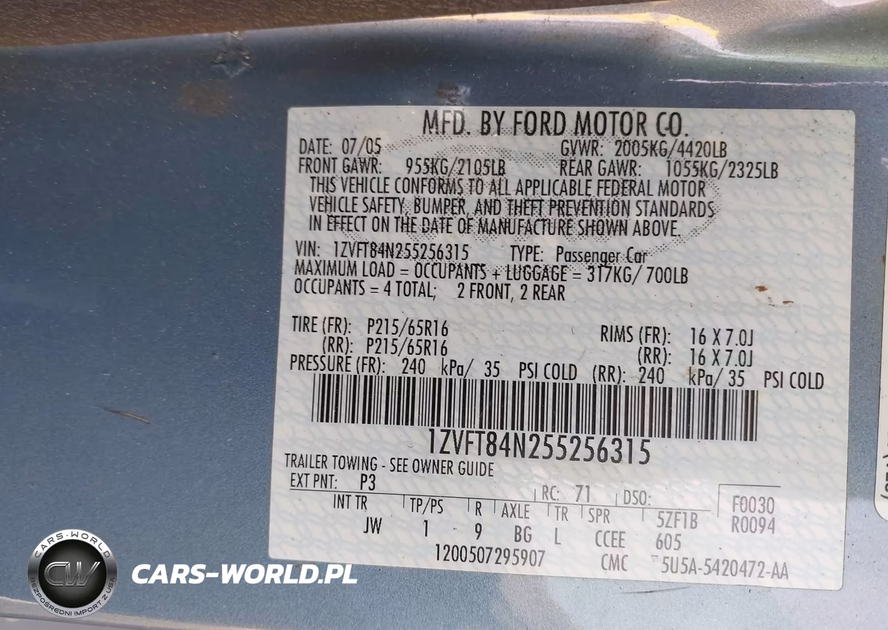 2005 Ford Mustang VIN:1ZVFT84N255256315 - 9