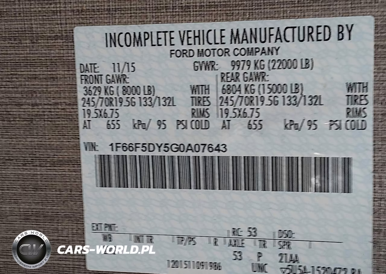 2016 Ford F53 VIN:1F66F5DY5G0A07643 - 9