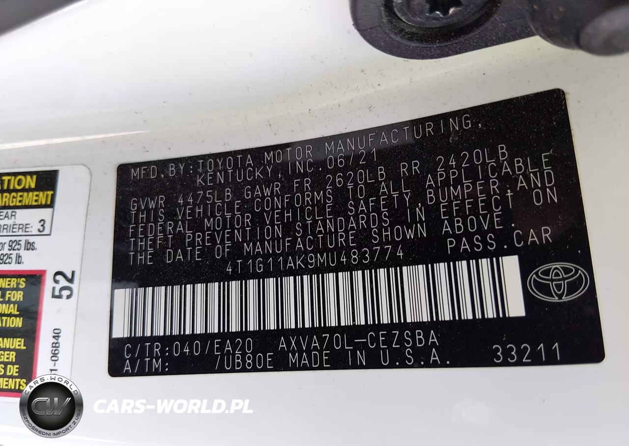 2021 Toyota Camry Se VIN:4T1G11AK9MU483774 - 9