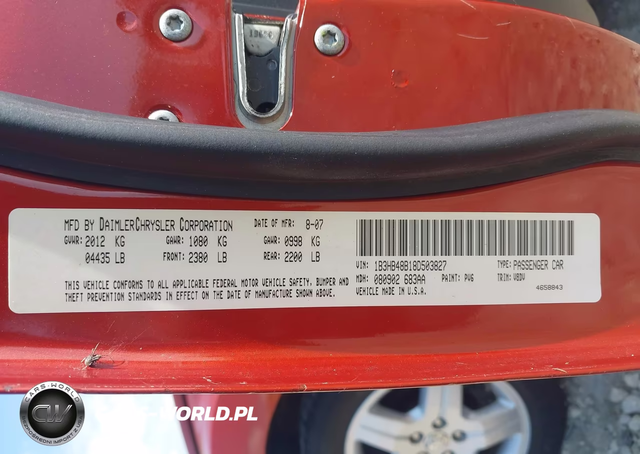 2008 Dodge Caliber Sxt VIN:1B3HB48B18D503827 - 9