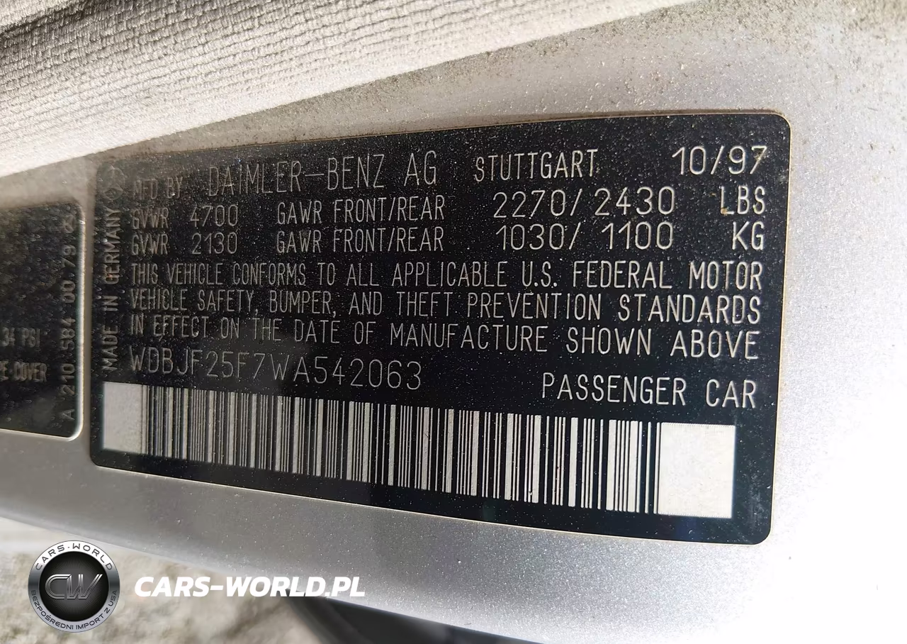 1998 Mercedes-Benz E 300 Diesel VIN:WDBJF25F7WA542063 - 9