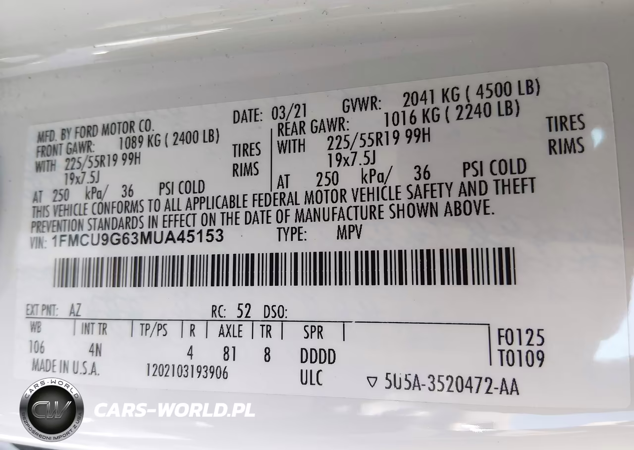 2021 Ford Escape Se VIN:1FMCU9G63MUA45153 - 9