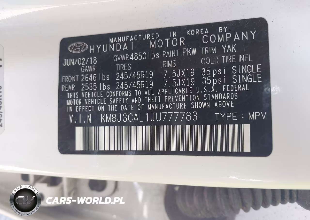 2018 Hyundai Tucson Sport VIN:KM8J3CAL1JU777783 - 9