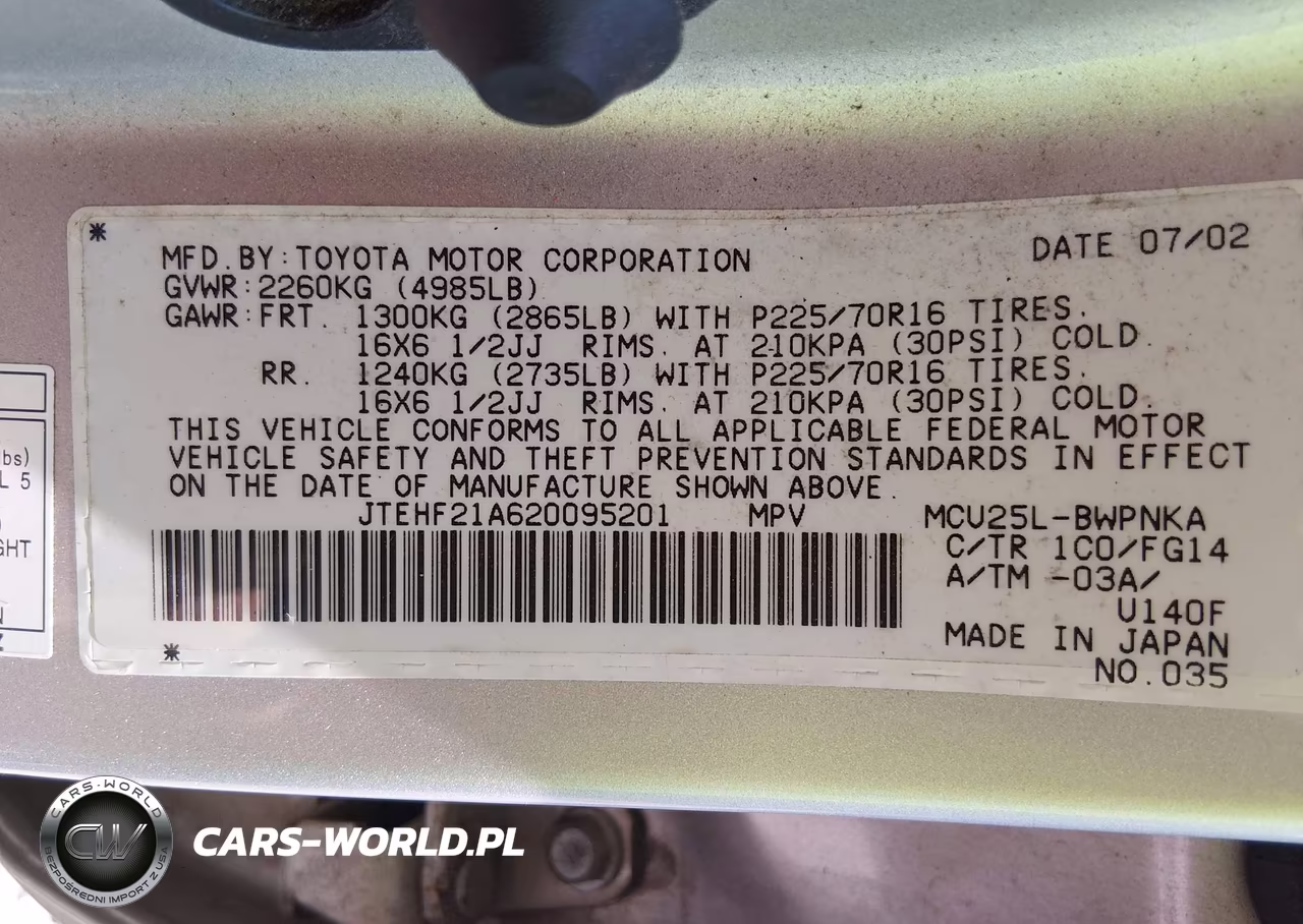2002 Toyota Highlander V6 VIN:JTEHF21A620095201 - 9