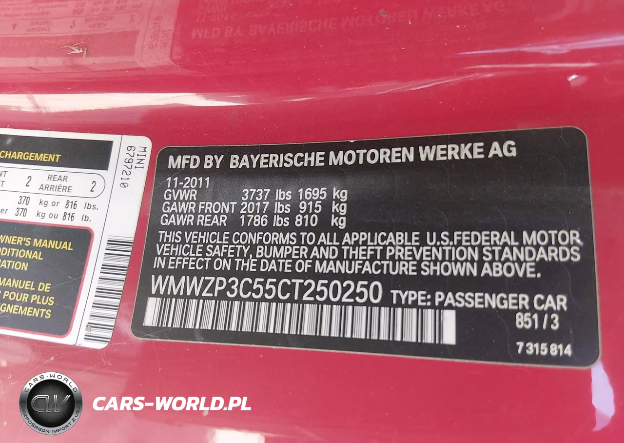 2012 Mini Cooper S VIN:WMWZP3C55CT250250 - 9