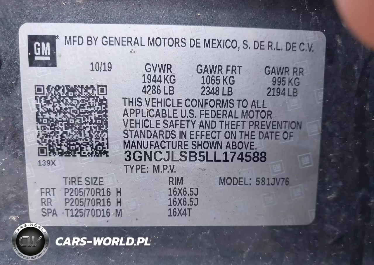 2020 Chevrolet Trax Fwd Lt VIN:3GNCJLSB5LL174588 - 9