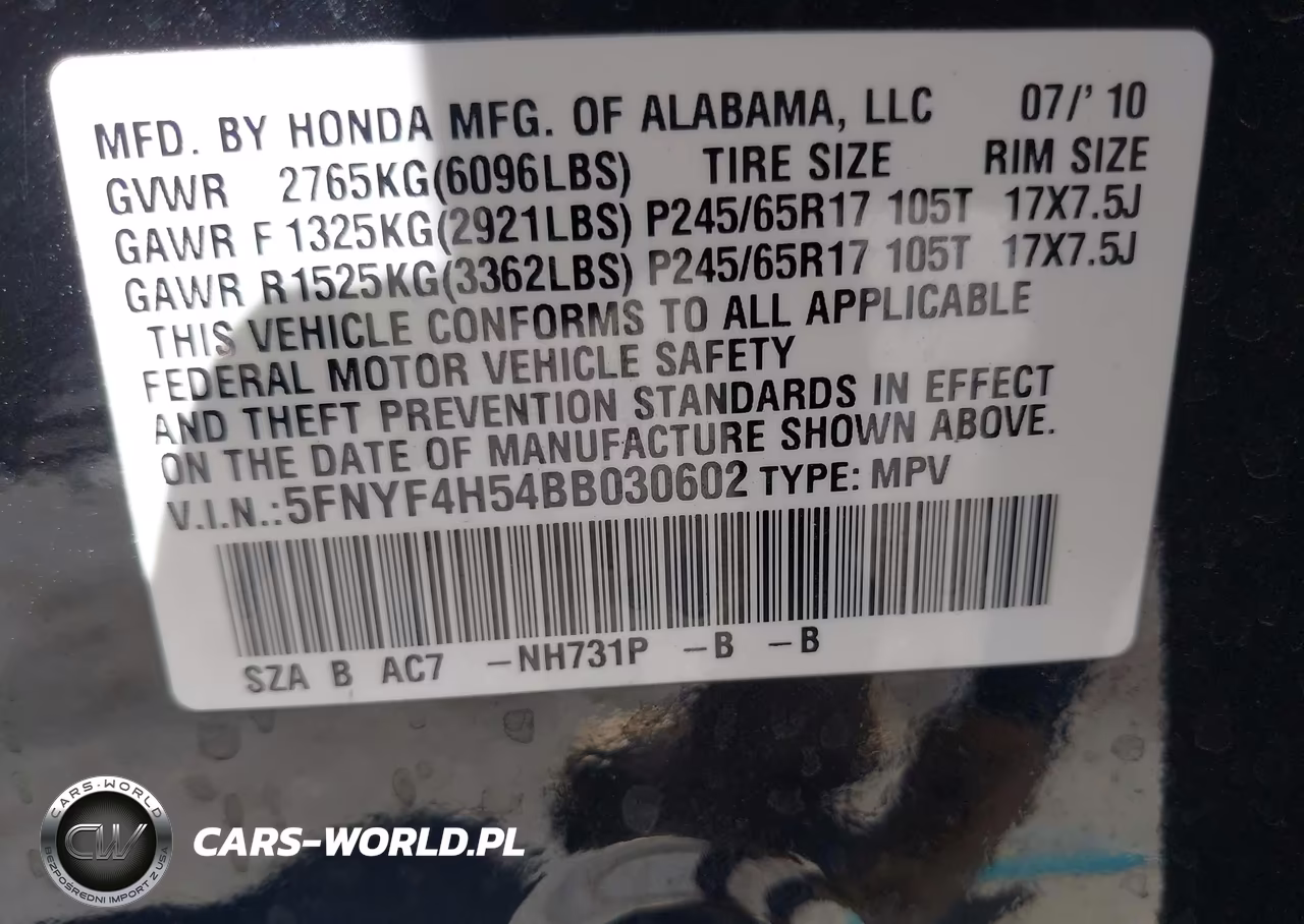 2011 Honda Pilot Ex-L VIN:5FNYF4H54BB030602 - 9
