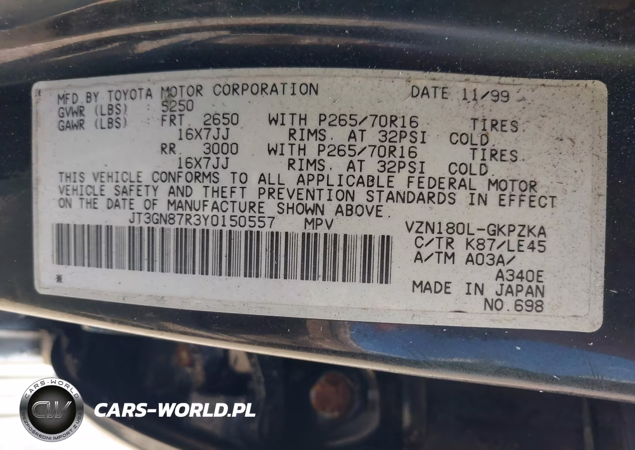2000 Toyota 4Runner Limited V6 VIN:JT3GN87R3Y0150557 - 9