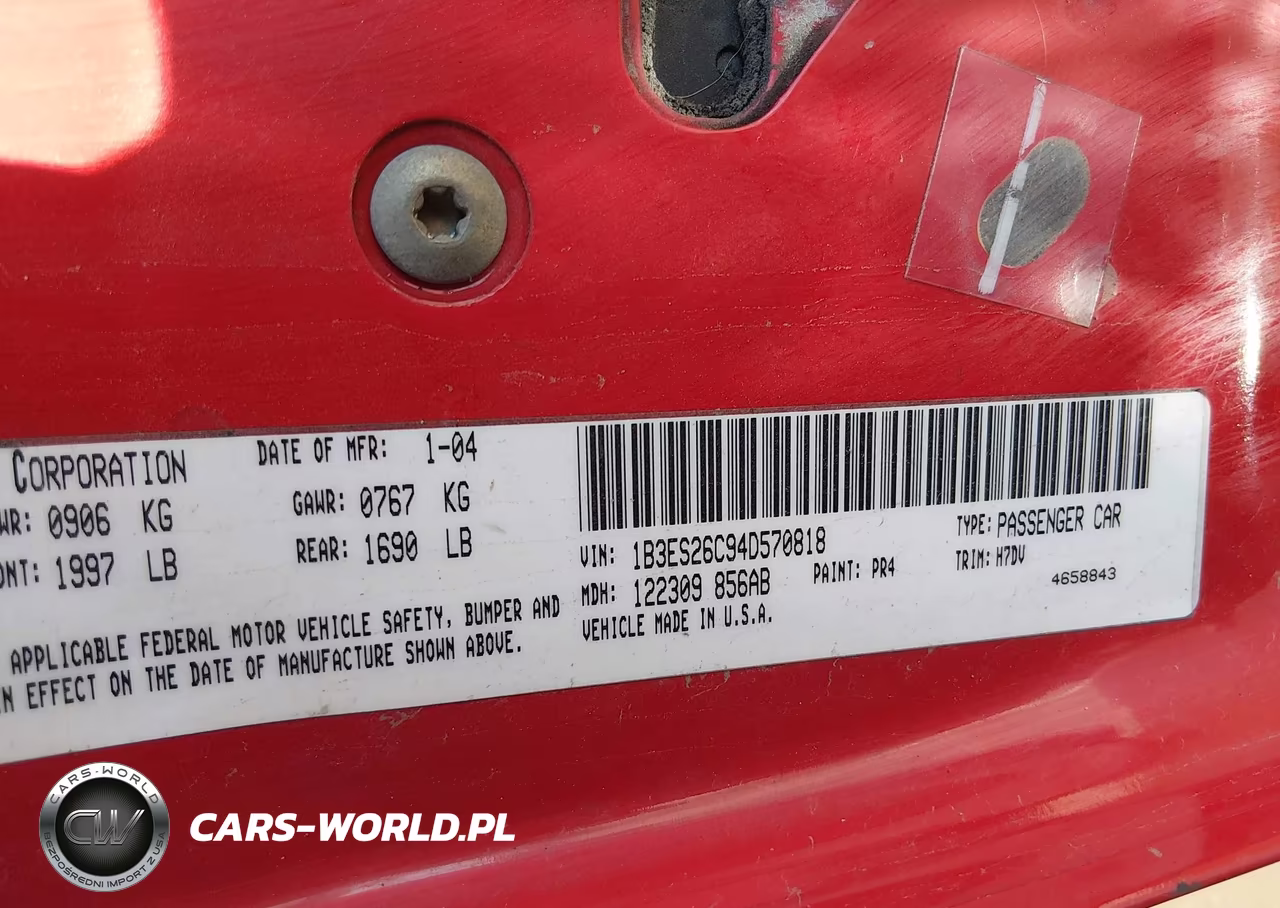 2004 Dodge Neon Se VIN:1B3ES26C94D570818 - 9