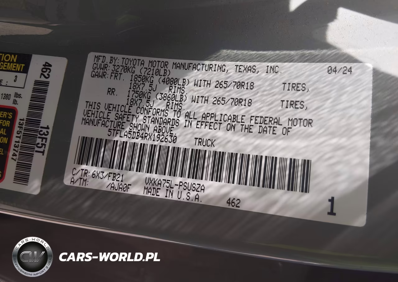 2024 Toyota Tundra Sr5 VIN:5TFLA5DB4RX192630 - 9