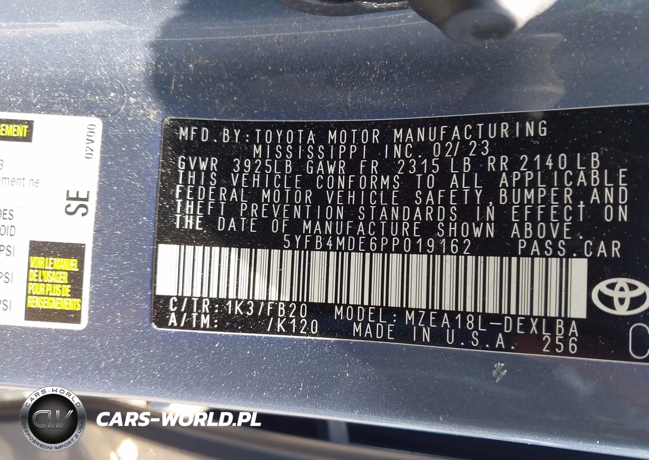 2023 TOYOTA COROLLA LE VIN:5YFB4MDE6PP019162 - 9