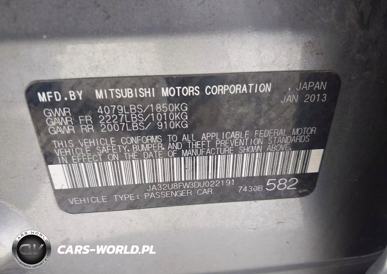 2013 Mitsubishi Lancer Gt VIN:JA32U8FW3DU022191 - 9