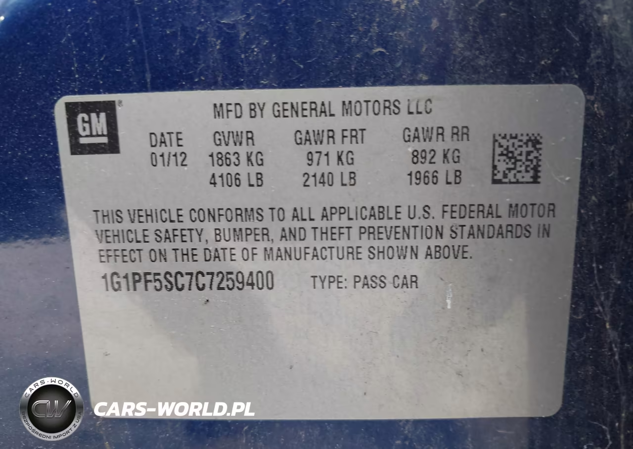 2012 Chevrolet Cruze 1Lt VIN:1G1PF5SC7C7259400 - 9