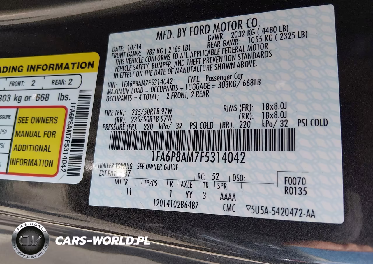 2015 Ford Mustang V6 VIN:1FA6P8AM7F5314042 - 9