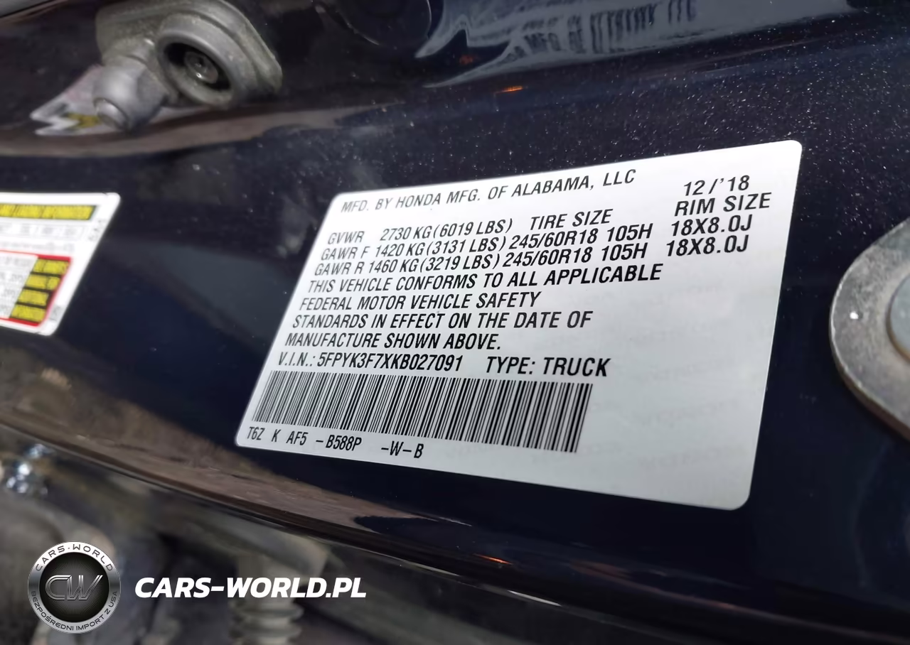 2019 Honda Ridgeline Rtl-E VIN:5FPYK3F7XKB027091 - 9
