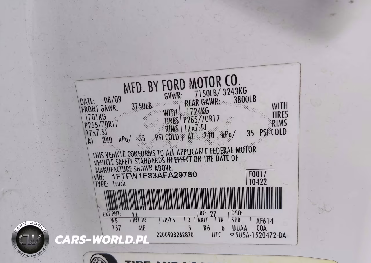 2010 Ford F-150 Xl-Xlt VIN:1FTFW1E83AFA29780 - 9