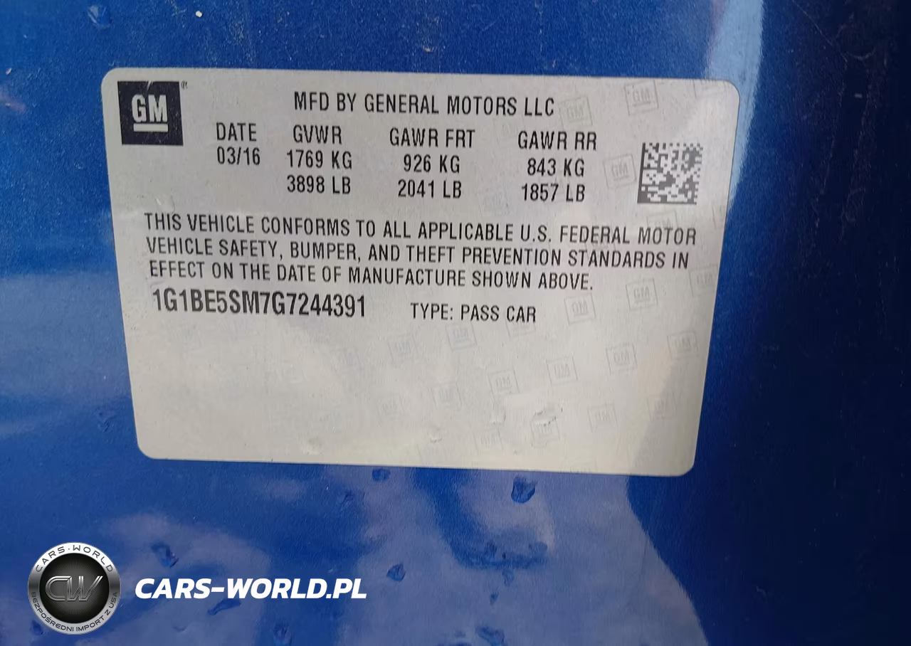 2016 Chevrolet Cruze Lt Auto VIN:1G1BE5SM7G7244391 - 9