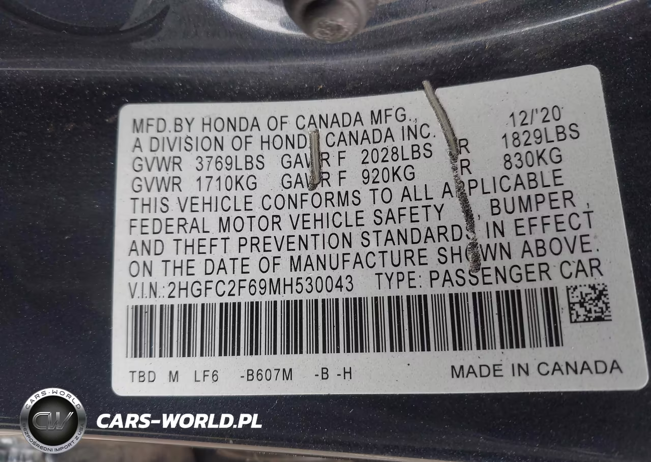 2021 Honda Civic Lx VIN:2HGFC2F69MH530043 - 9
