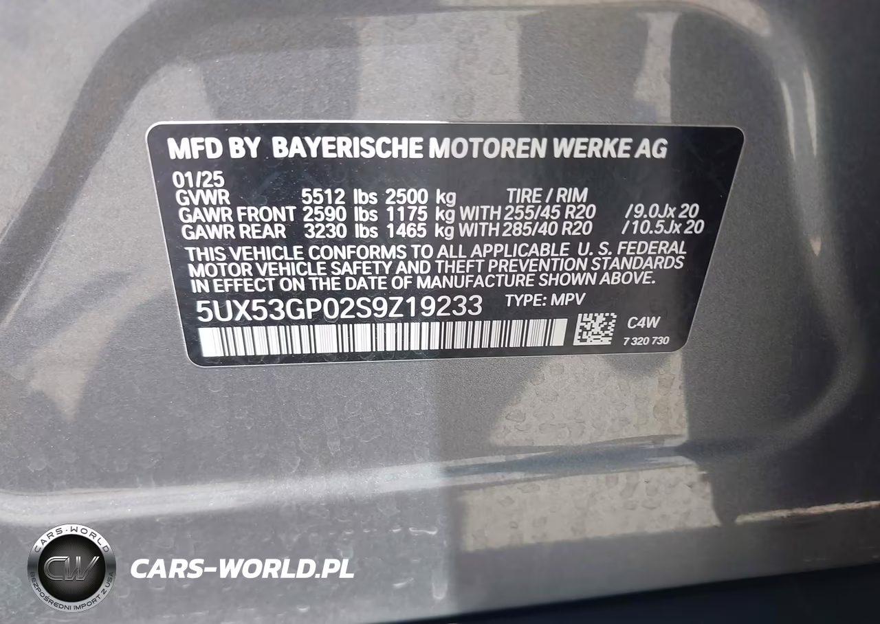 2025 BMW X3 30 xDrive VIN:5UX53GP02S9Z19233 - 9