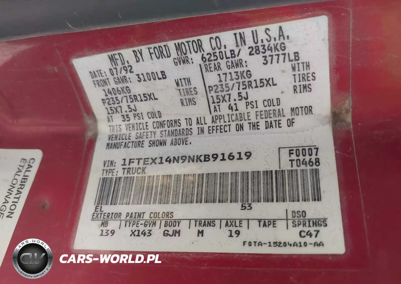 1992 Ford F150 VIN:1FTEX14N9NKB91619 - 9