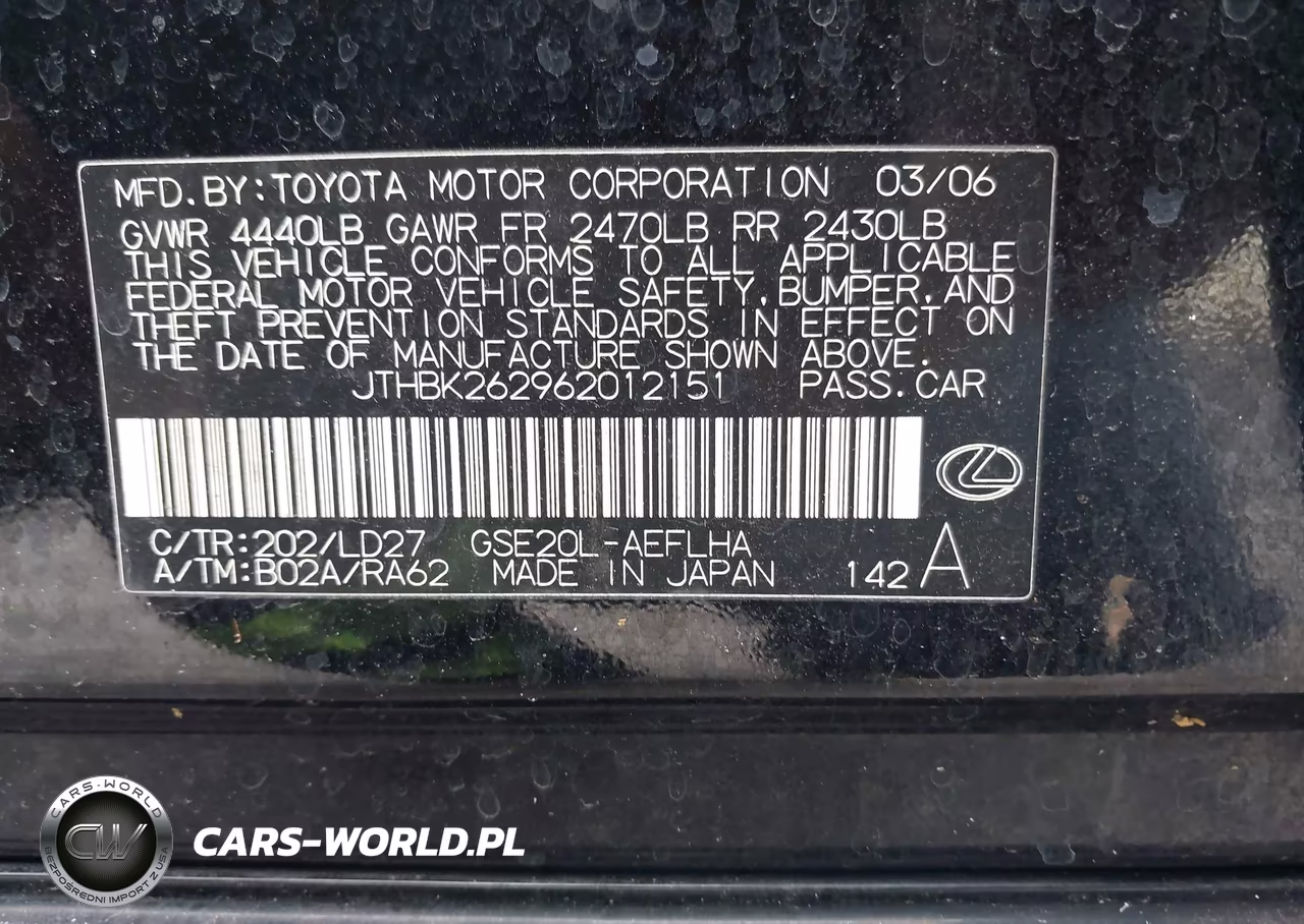 2006 Lexus Is 250 VIN:JTHBK262962012151 - 9