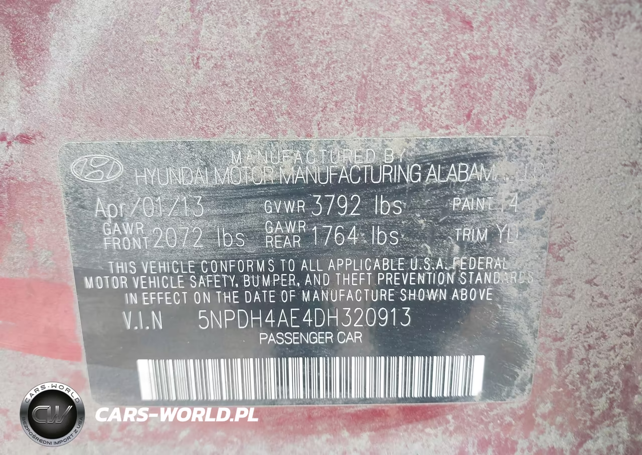 2013 Hyundai Elantra Gls VIN:5NPDH4AE4DH320913 - 9