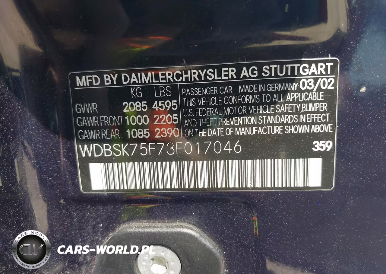 2003 Mercedes-Benz Sl 500 VIN:WDBSK75F73F017046 - 9
