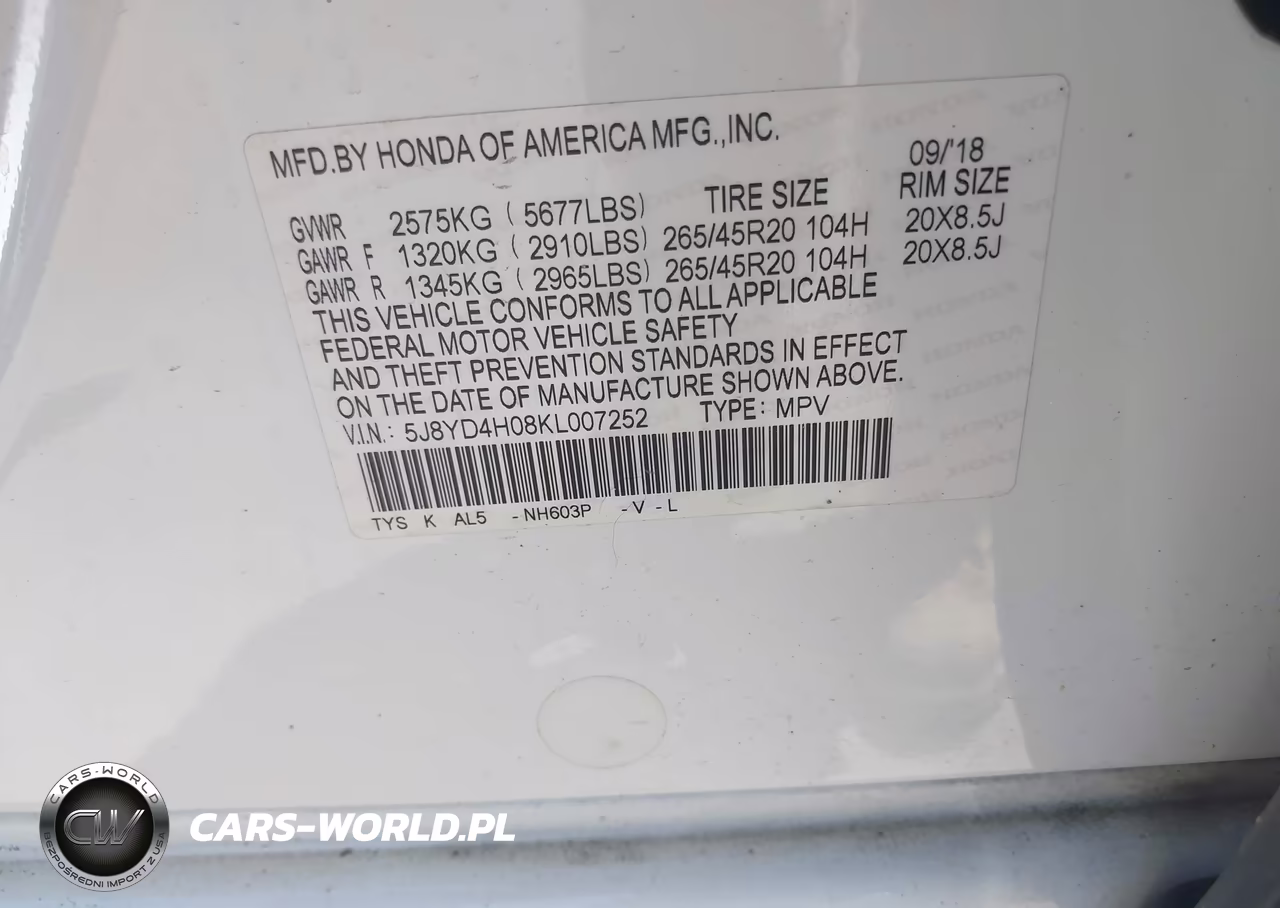 2019 Acura Mdx Tech A-Spec Pkgs VIN:5J8YD4H08KL007252 - 9