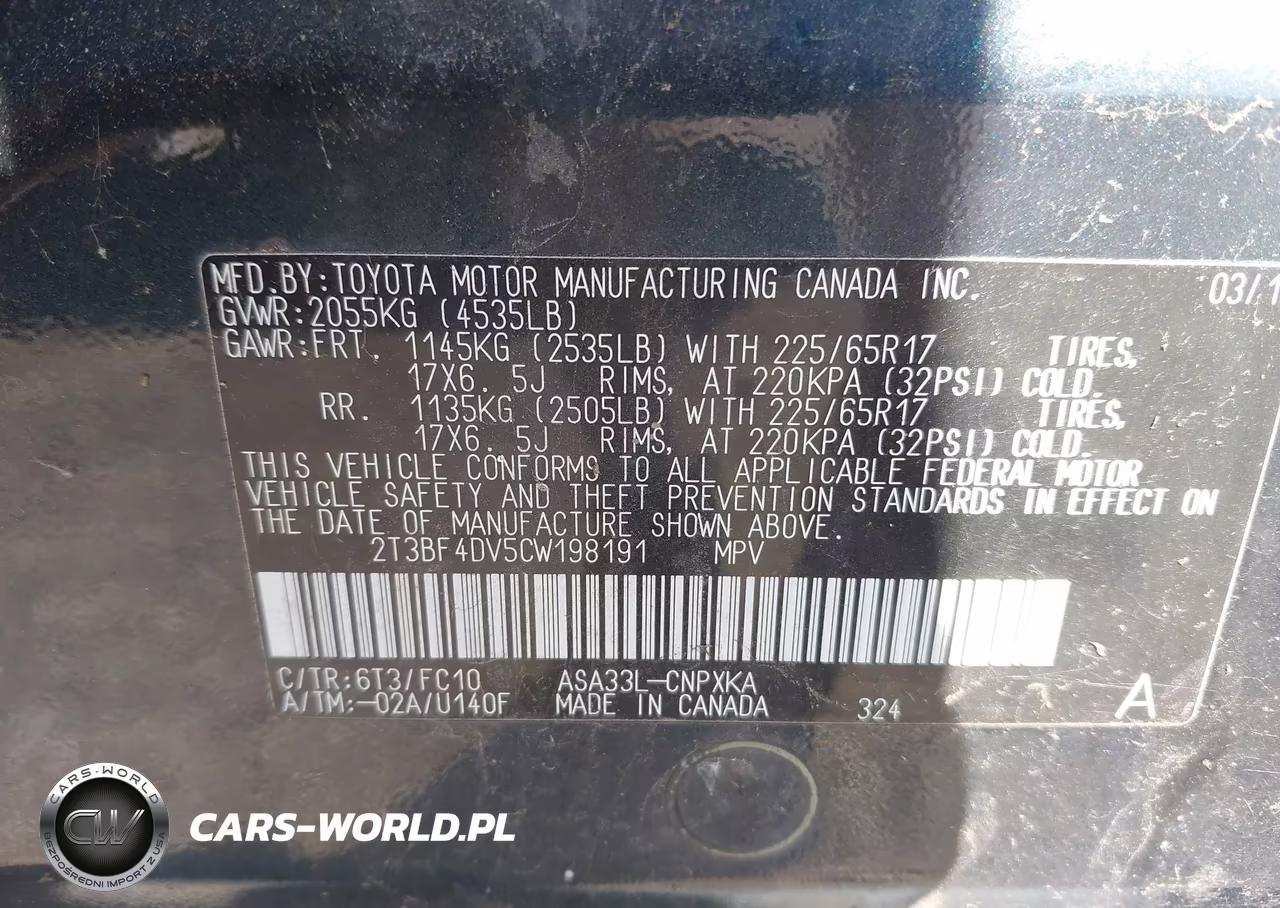 2012 Toyota Rav4 VIN:2T3BF4DV5CW198191 - 9