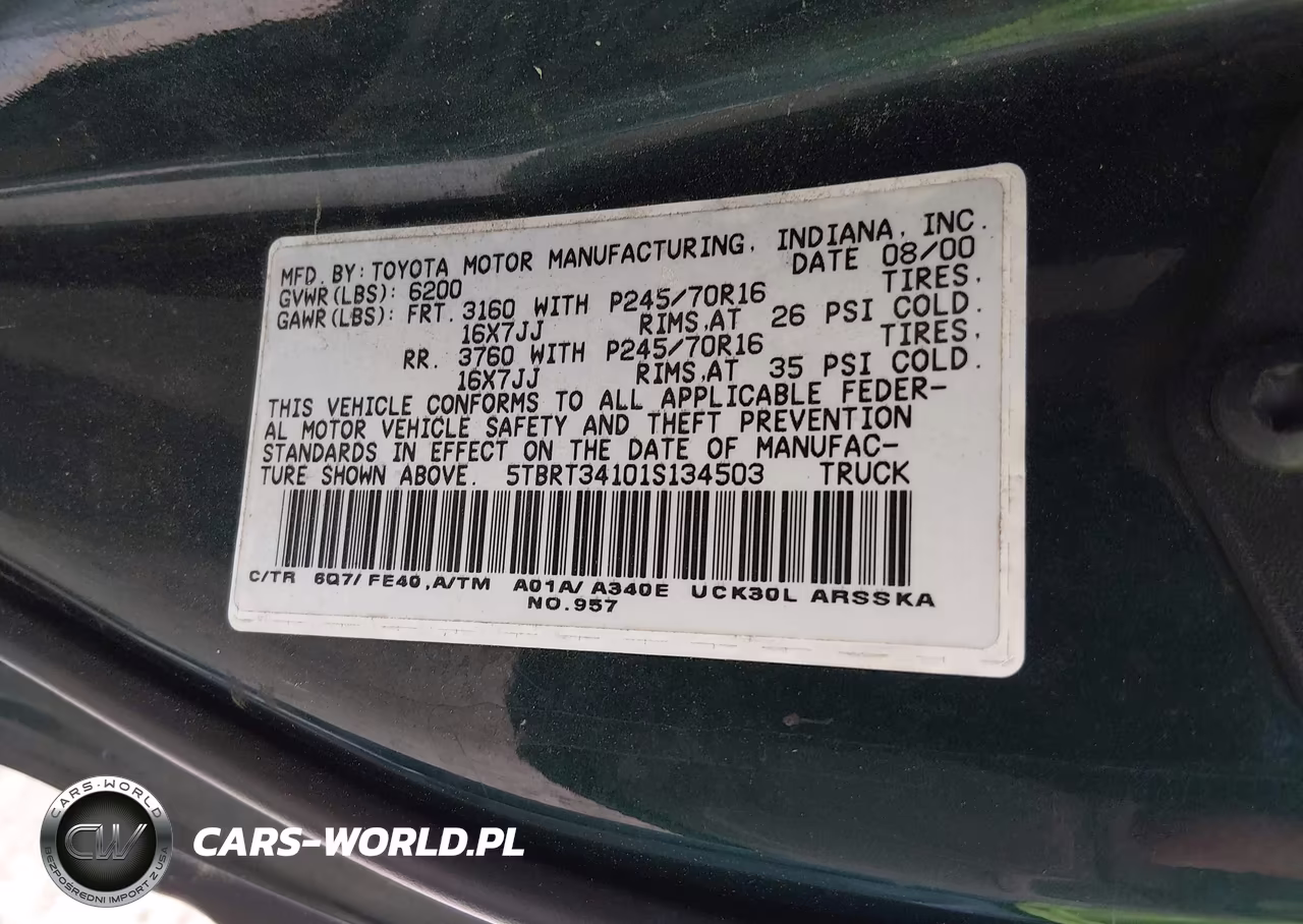 2001 Toyota Tundra Sr5 V8 VIN:5TBRT34101S134503 - 9