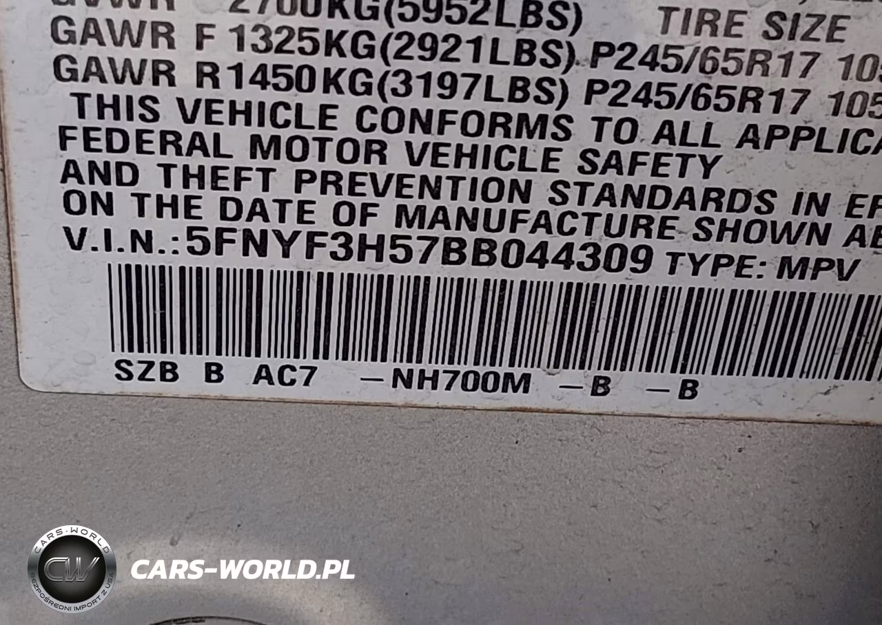 2011 Honda Pilot Ex-L VIN:5FNYF3H57BB044309 - 9