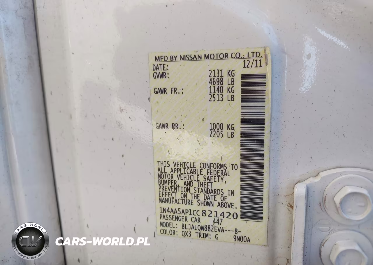 2012 Nissan Maxima 3.5 S VIN:1N4AA5AP1CC821420 - 9